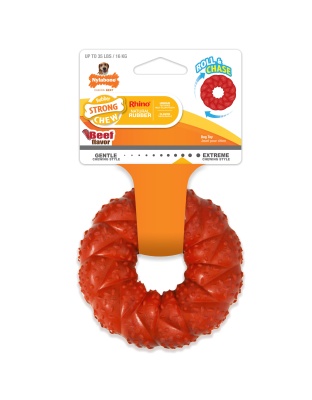Nylabone Strong Chew Braided Dog Ring Chew Toy Beef 1ea/Medium/Wolf - Up To 35 lb