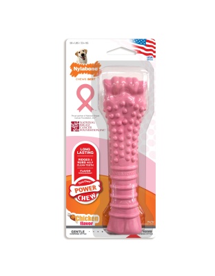 Nylabone Breast Cancer Awareness Pink Power Chew Textured Dog Toy Chicken 1ea/XL/Souper - 50+ lb