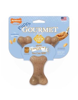 Nylabone Gourmet Style Strong Wishbone Puppy Chew Toy Peanut Butter 1ea/SMall/Regular - Up To 25 Ibs.