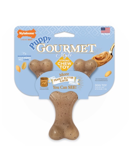 Nylabone Gourmet Style Strong Wishbone Puppy Chew Toy Peanut Butter 1ea/SMall/Regular - Up To 25 Ibs.