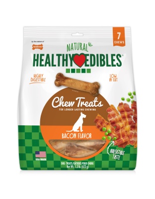 Nylabone Healthy Edibles AllNatural Long Lasting Bacon Chew Treats Bacon, Medium/Wolf  Up To 35 Lbs. 7 ct