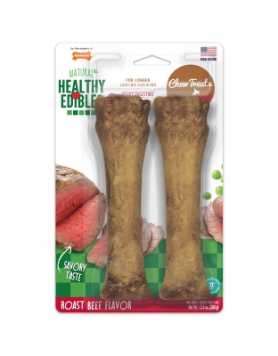 Nylabone Healthy Edibles AllNatural Long Lasting Roast Beef Dog Chew Treats Roast Beef, XL/Souper  50 Lbs. 2 ct