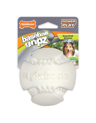 Nylabone Power Play Dog Baseball Gripz 1ea/Medium/Wolf - Up To 35 lb