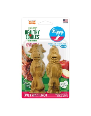 Nylabone Healthy Edibles Puppy Natural Long Lasting Lamb & Apple Dog Chew Treats Lamb & Apple 1ea/Medium - Up To 30 lb