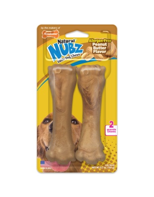 Nylabone Natural Nubz Dog Treats, AllergenFree Peanut Butter Peanut Butter, Jumbo  Up To 50 Lbs. 2 ct