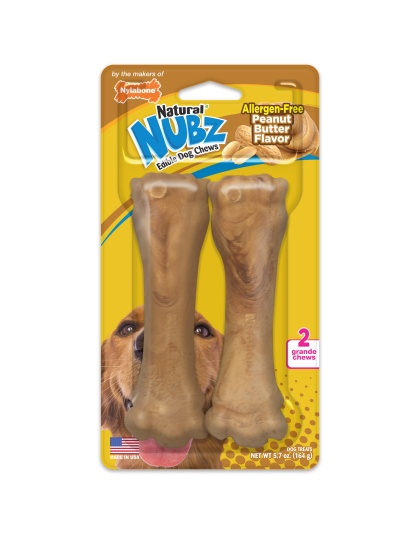 Nylabone Natural Nubz Dog Treats, AllergenFree Peanut Butter Peanut Butter, Jumbo  Up To 50 Lbs. 2 ct