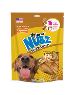 Nylabone Natural Nubz Dog Treats, AllergenFree Peanut Butter Peanut Butter, Large  30 Lbs. 15 ct
