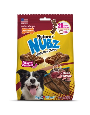 Nylabone Nubz Meaty Center Natural Long Lasting Edible Dog Chews Beef 1ea/SMall - Up To 30 lb