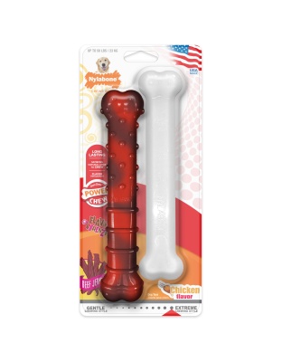 Nylabone Power Chew Durable Dog Chew Toys Twin Pack Beef Jerky & Chicken 1ea/Large/Giant - Up To 50 lb