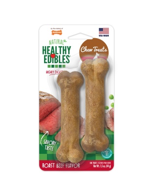 Nylabone Healthy Edibles AllNatural Long Lasting Roast Beef Dog Chew Treats Roast Beef, XS/Petite  Up To 15 Lbs. 2 ct