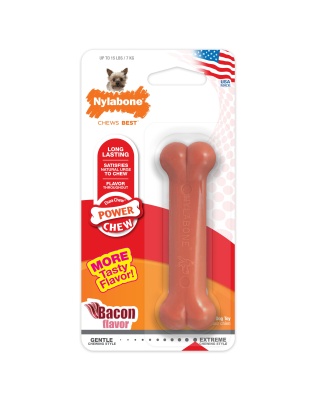 Nylabone Power Chew Dog Toy Bacon 1ea/XS/Petite - Up To 15 lb
