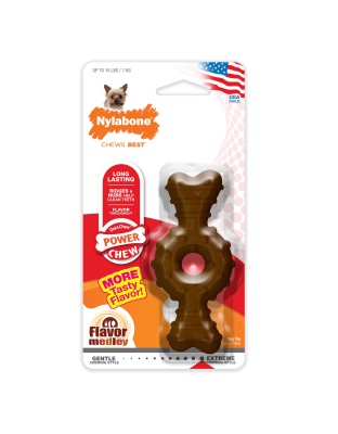 Nylabone Power Chew Ring Bone Dog Chew Toy Flavor Medley 1ea/XS/Petite - Up To 15 lb