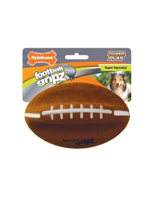 Nylabone Power Play Dog Football Gripz 1ea/Medium/Wolf - Up To 35 lb