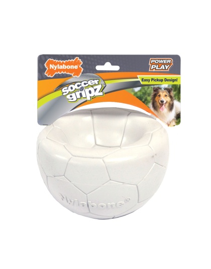 Nylabone Power Play Gripz Dog Soccer Ball Toy 1ea/Medium/Wolf - Up To 35 lb