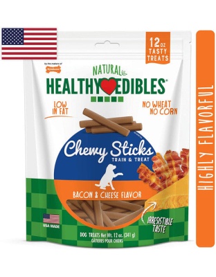 Nylabone Healthy Edibles Chewy Dog Treat Sticks Bacon & Cheese 1ea/12 oz