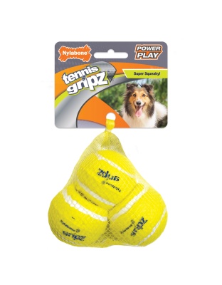 Nylabone Power Play Dog Tennis Ball Gripz 1ea/Medium/Wolf - Up To 35 lb