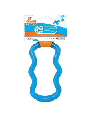 Nylabone Puppy Chew Toy Teething Toy for Puppies Tug Blue 1ea/XS/Petite - Up To 15 lb