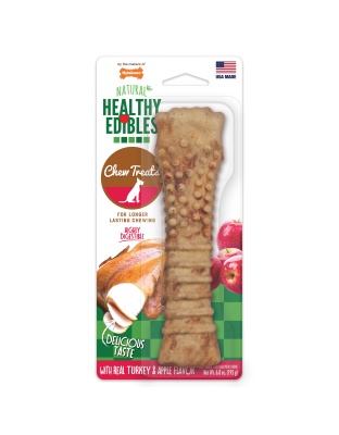 Nylabone Healthy Edibles AllNatural Long Lasting Turkey  Apple Dog Chew Treats Turkey  Apple, XL/Souper  50 Lbs. 1 ct