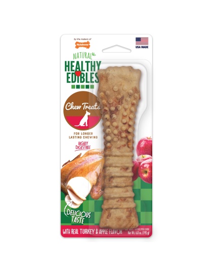 Nylabone Healthy Edibles AllNatural Long Lasting Turkey  Apple Dog Chew Treats Turkey  Apple, XL/Souper  50 Lbs. 1 ct