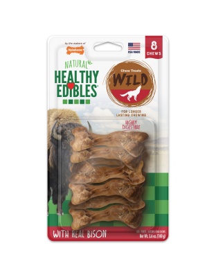 Nylabone Healthy Edibles WILD Natural Long Lasting Bison Dog Chew Treats Bison, SMall/Regular  Up To 25 Ibs. 8 ct