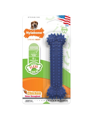 Nylabone Moderate Chew Textured Dog Dental Chew Toy Chicken 1ea/Medium/Wolf - Up To 35 lb