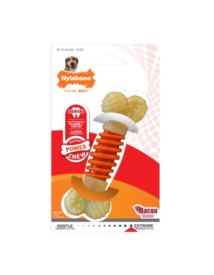 Nylabone PRO Action Dental Power Chew Durable Dog Toy Bacon 1ea/Medium/Wolf - Up To 35 lb
