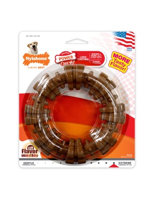 Nylabone Power Chew Textured Dog Ring Toy Flavor Medley 1ea/XL/Souper - 50+ lb