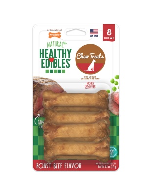 Nylabone Healthy Edibles AllNatural Long Lasting Roast Beef Dog Chew Treats Roast Beef, XS/Petite  Up To 15 Lbs. 8 ct