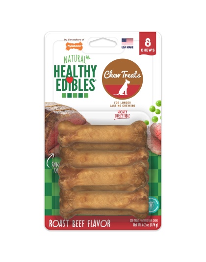 Nylabone Healthy Edibles AllNatural Long Lasting Roast Beef Dog Chew Treats Roast Beef, XS/Petite  Up To 15 Lbs. 8 ct