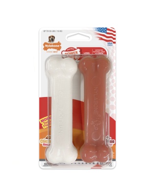 Nylabone Power Chew Bacon & Chicken Durable Dog Chew Toy Pack Bacon & Chicken 1ea/Medium/Wolf - Up To 35 lb