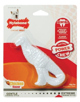 Nylabone Power Chew Dental Dinosaur Dog Toy Chicken 1ea/SMall/Regular - Up To 25 Ibs.