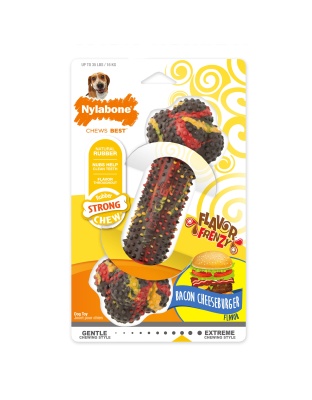 Nylabone Flavor Frenzy Strong Chew Dog Toy Bacon & Cheeseburger 1ea/Medium/Wolf - Up To 35 lb