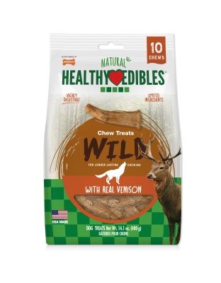 Nylabone Healthy Edibles WILD Antler Natural Long Lasting Dog Chew Treats Venison, Large/Giant  Up To 50 Lbs. 10 ct