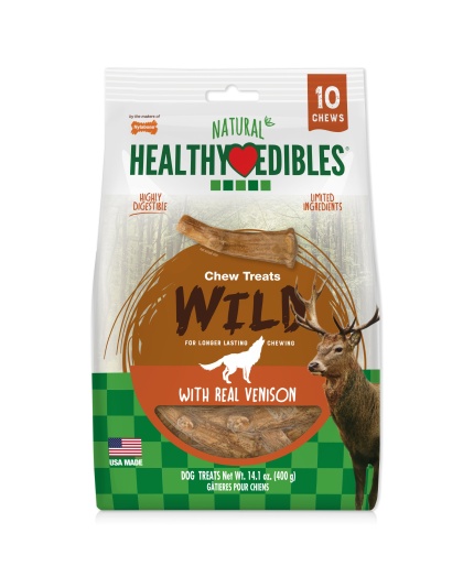 Nylabone Healthy Edibles WILD Antler Natural Long Lasting Dog Chew Treats Venison, Large/Giant  Up To 50 Lbs. 10 ct