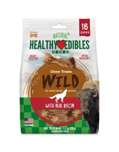 Nylabone Healthy Edibles WILD Natural Long Lasting Bison Dog Chew Treats Bison, SMall/Regular  Up To 25 Ibs. 16 ct