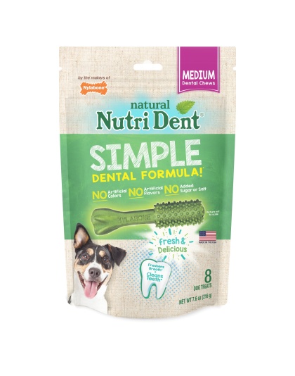 Nylabone Nutri Dent SIMPLE Natural Dental Fresh Breath Flavored Chew Treats 1ea/Medium, 8 ct