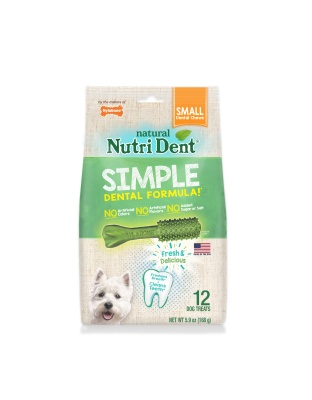 Nylabone Nutri Dent SIMPLE Natural Dental Fresh Breath Flavored Chew Treats 1ea/SMall, 12 ct