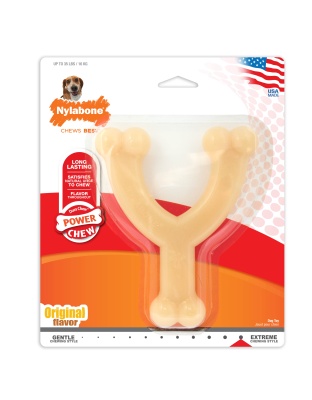 Nylabone Power Chew Long-Lasting Wishbone Dog Toy Adult Dog Original Original 1ea/Medium/Wolf - Up To 35 lb
