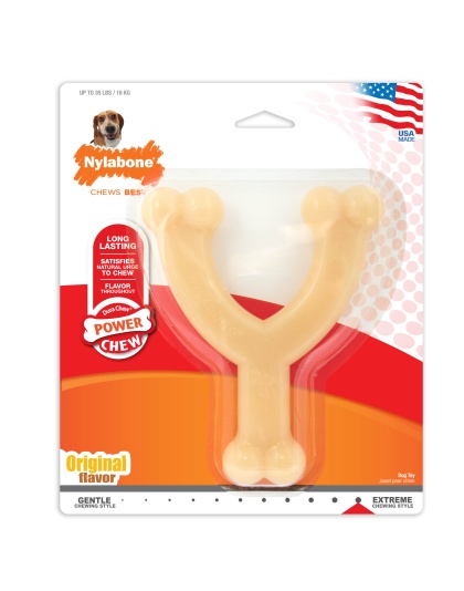 Nylabone Power Chew Long-Lasting Wishbone Dog Toy Adult Dog Original Original 1ea/Medium/Wolf - Up To 35 lb