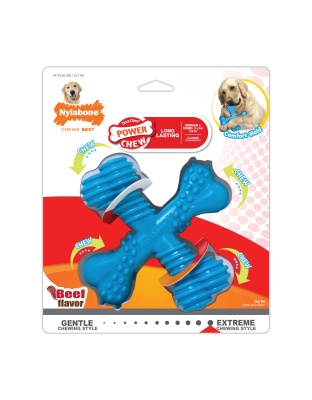 Nylabone Comfort Hold X Bone Power Chew Durable Dog Toy Beef 1ea/Large/Giant - Up To 50 lb