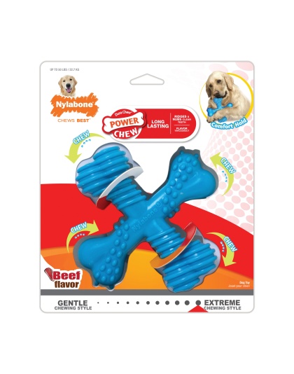 Nylabone Comfort Hold X Bone Power Chew Durable Dog Toy Beef 1ea/Large/Giant - Up To 50 lb