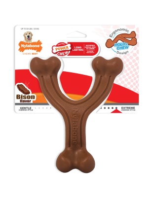 Nylabone Ergonomic Hold & Chew Wishbone Power Chew Durable Dog Toy Bison 1ea/Large/Giant - Up To 50 lb