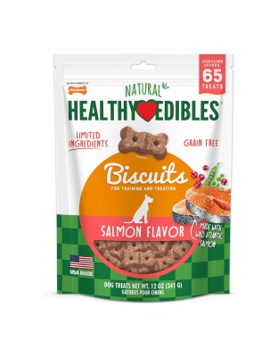 Nylabone Healthy Edibles Biscuits Grain Free Dog Treats Salmon 1ea/12 oz