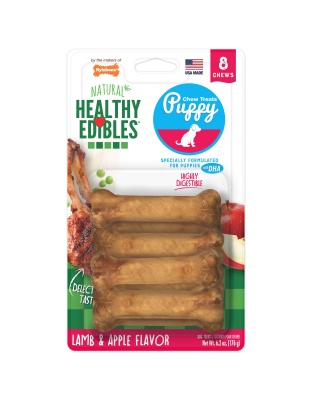Nylabone Healthy Edibles Puppy AnimalShaped Lamb  Apple Dog Chew Treats Lamb  Apple, XS/Petite  Up To 15 Lbs. 8 ct