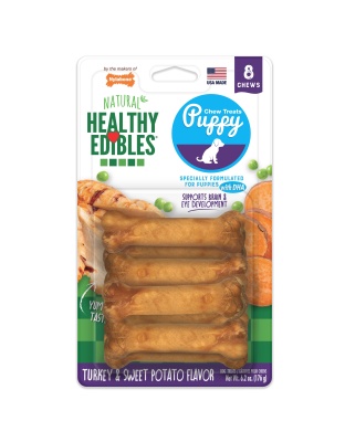 Nylabone Healthy Edibles Puppy Turkey  Sweet Potato Dog Chew Treats Turkey  Sweet Potato, XS/Petite  Up To 15 Lbs. 8 ct