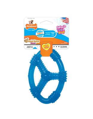 Nylabone Puppy Chew Spin Tug & Play Toy Peanut Butter Blue 1ea/Medium/Wolf - Up To 35 lb