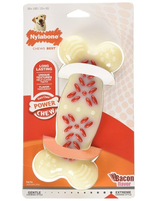 Nylabone Power Chew Action Ridges Chew Toy Bacon 1ea/XL/Souper - 50+ lb