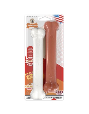 Nylabone Power Chew Bacon & Chicken Durable Dog Chew Toy Pack Bacon & Chicken 1ea/Large/Giant - Up To 50 lb