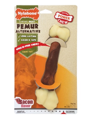 Nylabone Power Chew Femur Dog Bone Alternative Bacon 1ea/Large/Giant - Up To 50 lb