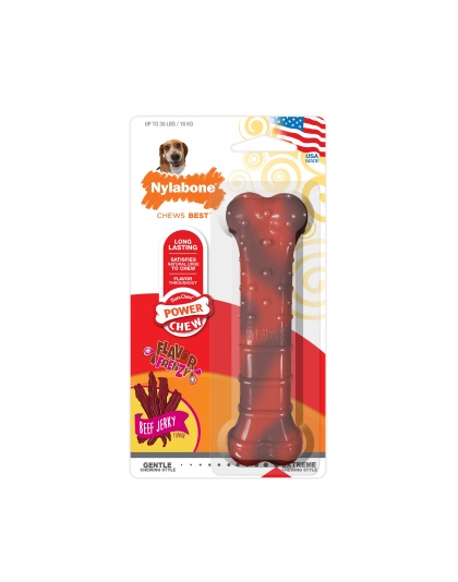 Nylabone Flavor Frenzy Power Chew Durable Dog Chew Toy Beef Jerky 1ea/Medium/Wolf - Up To 35 lb